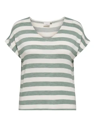 ONLY CARMAKOMA - CARLIRA S/S V-NECK TOP JRS NOOS Chinois Green - Gr. - 48