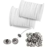 Montegoni Kerzenständer Baumwoll-Dochtrolle 61M mit 100 Metallbasen – Rauchfreie Kerzendochte (Wick-and-Base Set für Kerzengießen, Zweiteiliges Zubehörset aus Dochtrolle & Basen), Raucharm, gleichmäßige Flamme, hitzebeständige Basen