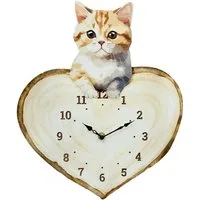 abc HOME Wanduhr Katze, Quarzuhrwerk, batteriebetrieben, 37 cm H