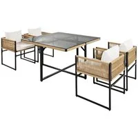 ESTEXO Sitzgruppe Gartenset Gartenmöbel Set Cube Essgruppe Rope Outdoor Möbel Beige