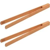 Gravidus Grillzange 2er Set Holz Grillzange Küchenzange Salatzange Kirschholz