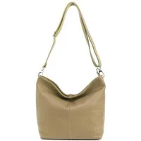 ITALYSHOP24 Schultertasche MADE IN ITALY Damen Leder Tasche Shopper Umhängetasche Cross Over Body, Brusttasche Bag große 3xFach geteiltes Hauptfach Freizeit Abend Urlaub