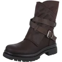 Ital-Design Modische Boots mit Riemen und profiliertem Absatz Westernstiefelette (90598605) Blockabsatz Stiefeletten in Braun