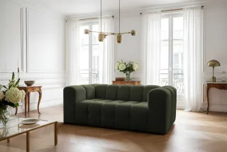 Sofa Designersofa SOLVIE 2-Sitzer in Stoff Tiffani Grün
