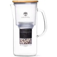 Lotus Vita Wasserfilter Glaskanne Enya mit Bambusdeckel 1,4L