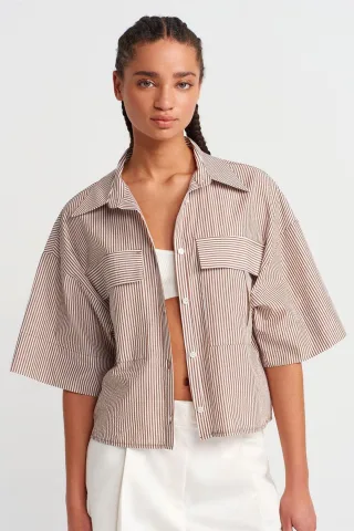 Übergroßes Cropped Crepe-Overshirt
