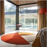 FLAIR RUGS Wollteppich Mia Segment, rund, Höhe: 12 mm, Kreisförmig im Retro-Design