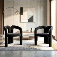 LVHOM Armlehnstuhl M-Form Freizeitstuhl, Bistrostuhl, Bürostuhl, Polsterstuhl, Besucherstuhl (runde Sessel mit breiter Polsterung, flauschiger Stoffstuhl, 2 St), für Esszimmer, Wohnzimmer, Büro, Schlafzimmer, Wartezimmer, Lobbys
