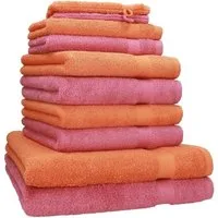Betz Handtuch Set 10-tlg. Premium Farbe Orange und Altrosa, 100% Baumwolle (10-St)