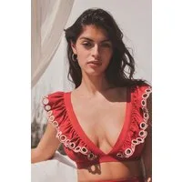Next Bustier-Bikini-Top Bikini-Kurztop mit Lochstickerei und Rüschen (1-St)