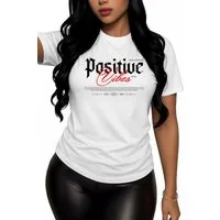 Banco Print-Shirt Damen "Positive Vibes" - Urban Streetwear - Stylisch & Motivierend Unifarben