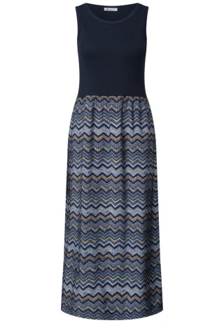Street One - Midikleid im Materialmix blau - Gr. - 40