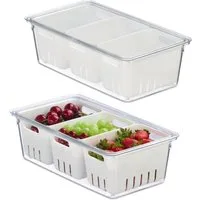 relaxdays Frischhaltedose Kühlschrank Organizer 2er Set, Kunststoff