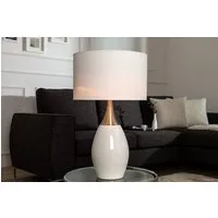 riess-ambiente Tischleuchte CARLA 60cm weiß / silber, ohne Leuchtmittel, Modern Design,Schirm aus Leinenstoff