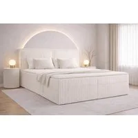 yourhouse24 Boxspringbett COSTA Cord-Stoff, mit 2 Bettkästen und Topper, Cordstoff mit dicken Streifen markantes Kopfteil mit Zierkante