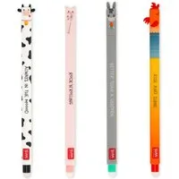 Legami Radiergummi 4er Set Gel Stifte mit radierbarer Tinte, 0,7 mm Spitze, Farben: schwarz, rosa, grün, rot, radiert ohne Blattverbrauch