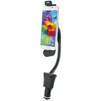Schwaiger Handy-Halterung LHSA300M 513, (KFV-Halterung, Anschluss Micro USB 2.0 Typ A, Ladefunktion 12V, Schwanenhals, schwarz)