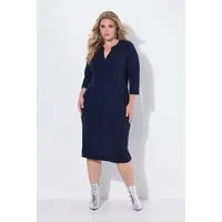 Ulla Popken Jerseykleid Kleid Tunika-Ausschnitt 3/4-Arm Taschen
