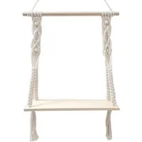 AURIVION Ablageregal Wandregal Holz Makramee Wandbehang Regal Wand Boho Deko Schweberegal, Set 1-tlg., Schweberegal für Balkon Badezimmer Schlafzimmer