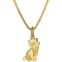 trendor Kette mit Anhänger 35919, Katze Gold 333 (8 Karat) + goldplattierte Silberkette