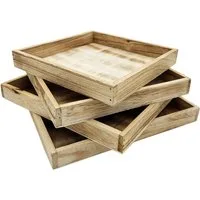 Meinposten Dekotablett Tablett Holztablett braun Natur rechteckig Kerzentablett (4 St)