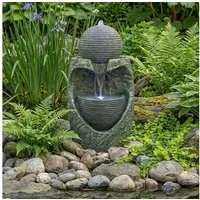 Köhko Gartenbrunnen „Steinquell Aura“ mit LED –Moderner Gartenbrunnen in Natursteinoptik