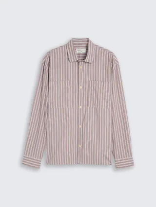 Denim Tom Tailor - Loose Fit Hemd mit Streifen rose taupe white black stripe - Gr. - M