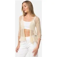 Rayshyne Bolero Bolero Cardigan Transparent Feminin Festlich (leichter Damen Sommerlicher Bolero Strickjacke festlich mit 3/4 Arm)