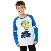 Fortnite Langarmshirt Fortnite Jungen Langarmshirt – Battle Bus – Blau/Weiß – Gr. 140-164 Fortnite Gamer Bekleidung