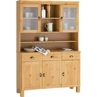 Home affaire Küchenbuffet Oslo 125 cm breit, aus massiver Kiefer, mit 2 Glastüren, Metallgriffe