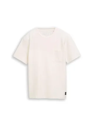Denim Tom Tailor - T-Shirt mit Brusttasche Gardenia White - Gr. - M