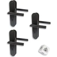 Alpertec Türbeschlag 3er Set, Renovierungsgarnitur für Zimmertüren schwarz matt (Set, 3 St), Edelstahl schwarz