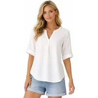 Eight2Nine Hemdbluse Eight2nine Damen Leinen Bluse atmungsaktiv Kurzarmbluse Sommer Urlaub