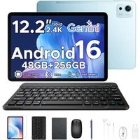 POCKAM P12 Plus 12 Zoll, 2,4K 120 Hz, Android 16, 12000 mAh, mit Tastatur Tablet (12", 256 GB, Android 16, 256GB ROM, T7300 Octa-core,5G WiFi, 8MP+13MP, Gemini AI, Face ID, OTG)