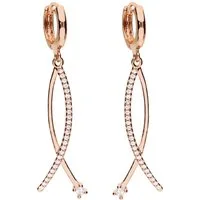 LÖB Paar Creolen 18K Roségold vergoldet Ohrringe Hängend Zirkonia Infinity Anhänger (Geschenke für Frauen Beste Freundin Mutter Mama Damen zum Geburtstag Weihnachten Weihnachtsgeschenke, Inkl. Schmuckbox), Creolen Damen Ohrhänger Unendlichkeit Strass
