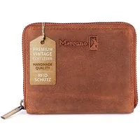Mercano Geldbörse Klein mit Reißverschluss (inkl. Geschenkbox), 6 Kartenfächer, RFID-Schutz, Vintage-Leder, Kompaktformat (13 × 10 cm)