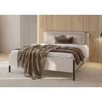 OTTO home Bett Jukon, mit gepolstertem Kopfteil, Füße aus Metall, modernes Design (3 Breiten:100cm, 160cm und 180cm), in drei Größen, perfekt auch als Jugendbett