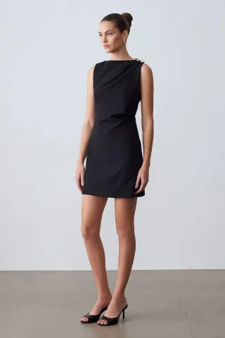 Ärmelloses Krepp-Minikleid mit Reißverschluss