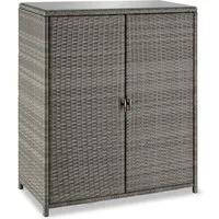 tectake Geräteschrank Aluminium Gartenschrank, 75 kg Belastbarkeit, 84,5 x 40,5 x 103,5 cm (Rattanschrank, 1-St., 1 St) wetterfest und UV-beständig, Magnetschloss, Einlegeböden herausnehmbar