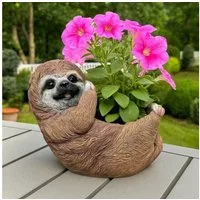 Online-Fuchs Gartenfigur für außen - niedliches Faultier mit Blumentopf - Dekofiguren, (Faultier), aus Polyresin (Kunstharz) gefertigt - für den Innen- und Außenbereich