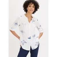 bonprix Druckbluse (1-tlg) figurumspielende Tunika-Passform, aus Viskose, Krempelärmel