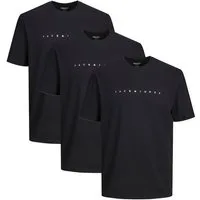 Jack & Jones T-Shirt 3er Pack Star JJ (Spar-Set, 3-tlg) T-Shirt - Baumwolle - Atmungsaktiv - Mit Print auf der Brust