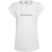 Print-Shirt Be Famous Women Rolled T-Shirt. Einzelstück.