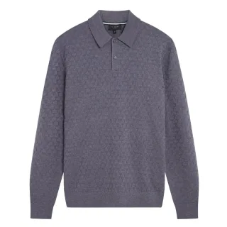 Ted Baker Morar T Stitch Strick-poloshirt In Mittelblau