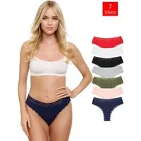 Tazzio String 7er-Pack Damen Tanga Unterhose F916 (Packung, 7-St., 7er-Pack) zeitlos und unsichtbar unter deiner Kleidung