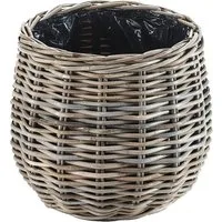 Kobolo Pflanzkübel Pflanzkorb Rattan FIORA rund mit Folie ausgeschlagen kubu grey (Stück, 1 Stück), Dm. 35 cm