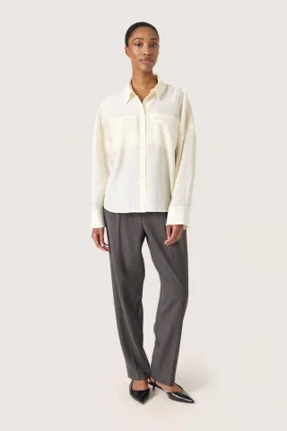 Langarm-Hemd Gerade Passform Whisper White