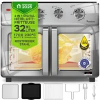 TurboTronic by Z-Line Minibackofen 1700 W 32 l Mini Backofen Airfryer Umluft Grill Drehspieß Pizzaofen, Tischbackofen, kleiner Backofen, Mini Ofen, Heißluftfritteuse, Toaster