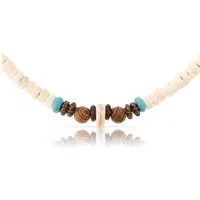 Made by Nami Perlenkette Surfer Halskette mit echten Kokosnussperlen, Herren Damen Strand Schmuck Wasserfest