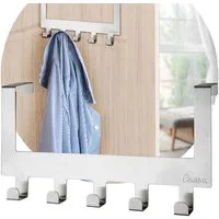 Casativo Garderobenleiste Edelstahl-Türgarderobe, Platzsparende Hakenleiste mit 5 Kleiderhaken (1 St., 1er/2er-Set), 5 Haken, für 35-45mm Türen, kratzschutz-gummiert